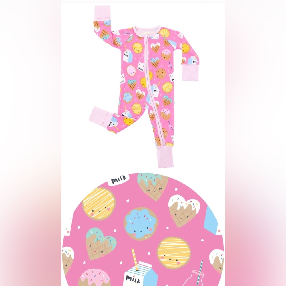 Little Sleepies / Pink Milk and Cookies zippy sleeper Preemie